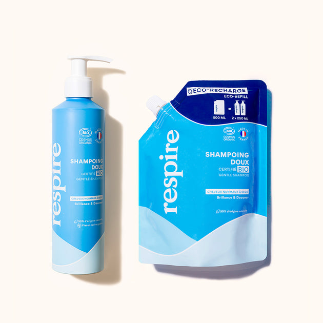 Shampoing Doux Certifié Bio + Eco-Recharge - Cheveux normaux à secs